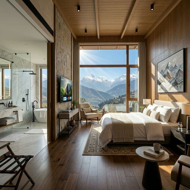 Clean, warm blankets and sanitized room in a Himalayan hotel
